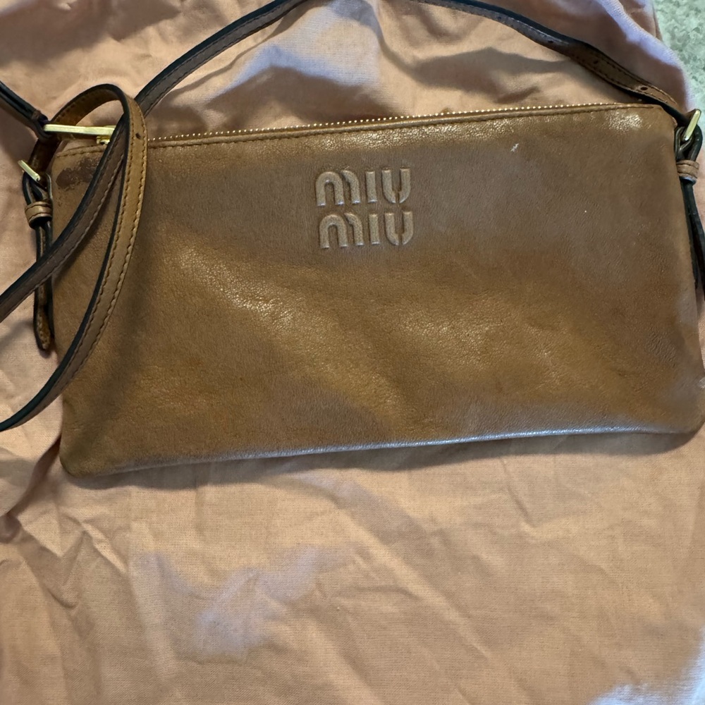 Miu Miu Tan Leather Crossbody Bag
